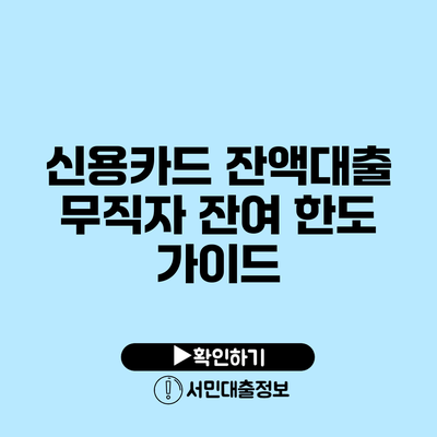 신용카드 잔액대출: 무직자 잔여 한도 가이드