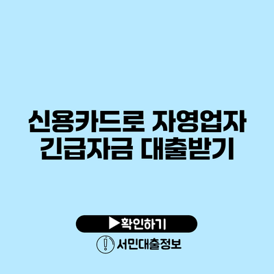 신용카드로 자영업자 긴급자금 대출받기