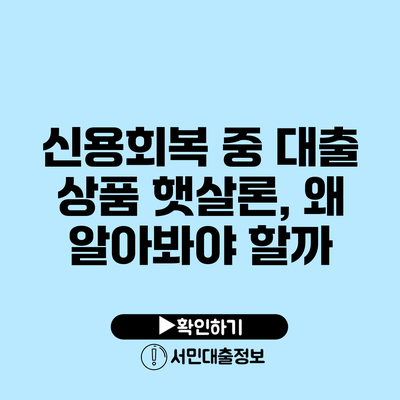 신용회복 중 대출 상품 햇살론, 왜 알아봐야 할까?