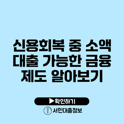 신용회복 중 소액 대출 가능한 금융 제도 알아보기