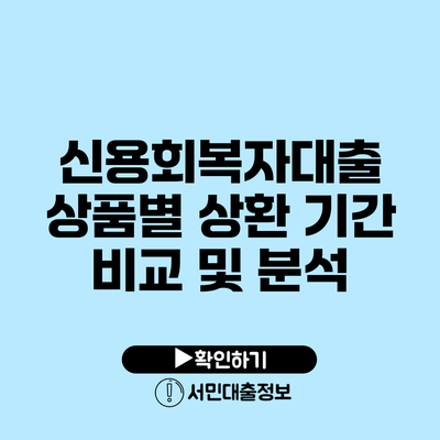 신용회복자대출 상품별 상환 기간 비교 및 분석