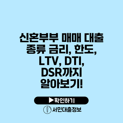 신혼부부 매매 대출 종류: 금리, 한도, LTV, DTI, DSR까지 알아보기!