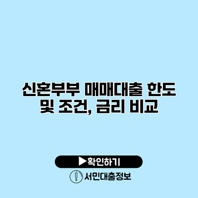 신혼부부 매매대출 한도 및 조건, 금리 비교