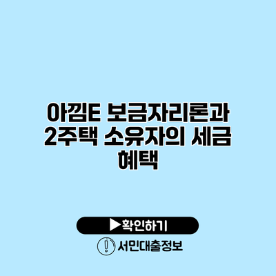 아낌E 보금자리론과 2주택 소유자의 세금 혜택
