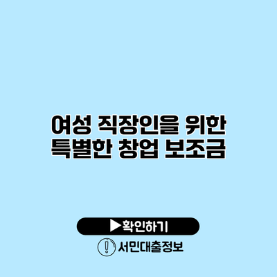 여성 직장인을 위한 특별한 창업 보조금