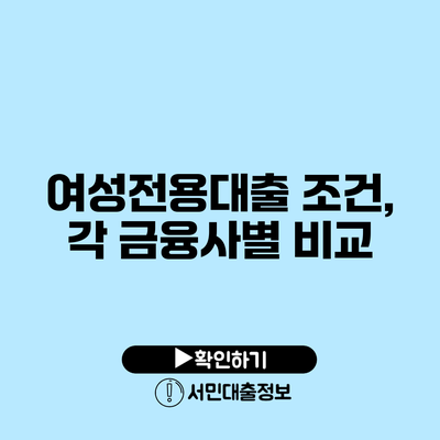 여성전용대출 조건, 각 금융사별 비교