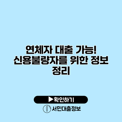 연체자 대출 가능! 신용불량자를 위한 정보 정리