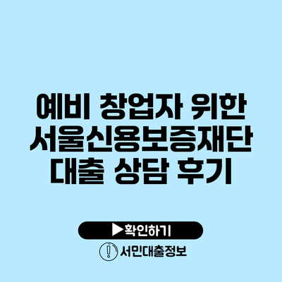 예비 창업자 위한 서울신용보증재단 대출 상담 후기