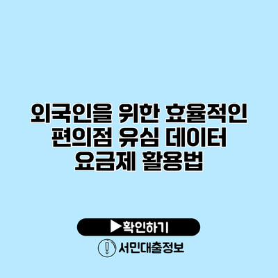 외국인을 위한 효율적인 편의점 유심 데이터 요금제 활용법