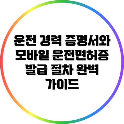 운전 경력 증명서와 모바일 운전면허증 발급 절차 완벽 가이드