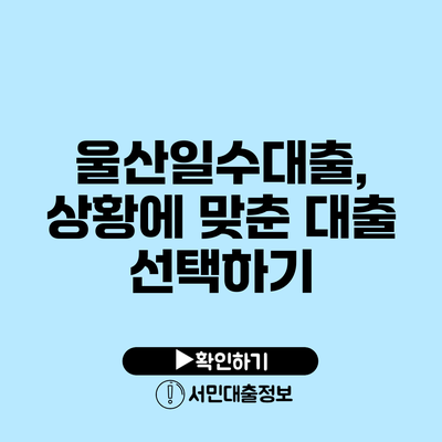 울산일수대출, 상황에 맞춘 대출 선택하기