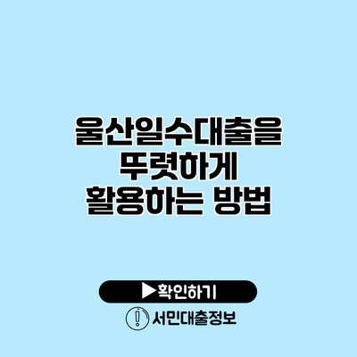 울산일수대출을 뚜렷하게 활용하는 방법