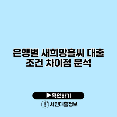 은행별 새희망홀씨 대출 조건 차이점 분석