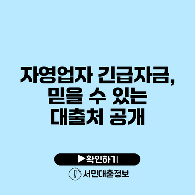 자영업자 긴급자금, 믿을 수 있는 대출처 공개