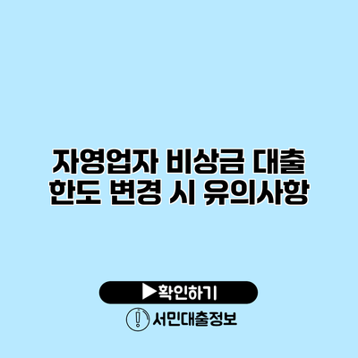 자영업자 비상금 대출 한도 변경 시 유의사항