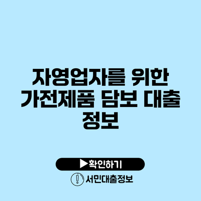 자영업자를 위한 가전제품 담보 대출 정보