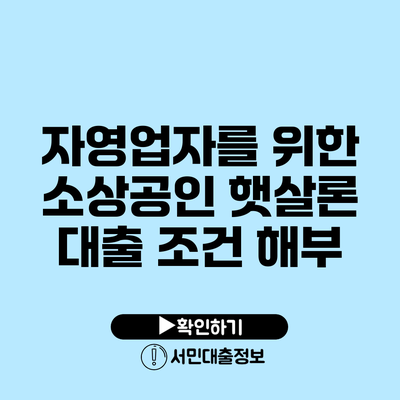 자영업자를 위한 소상공인 햇살론 대출 조건 해부