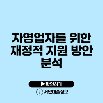자영업자를 위한 재정적 지원 방안 분석