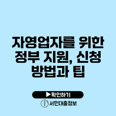 자영업자를 위한 정부 지원, 신청 방법과 팁