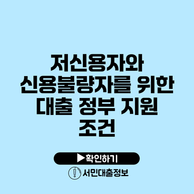 저신용자와 신용불량자를 위한 대출 정부 지원 조건