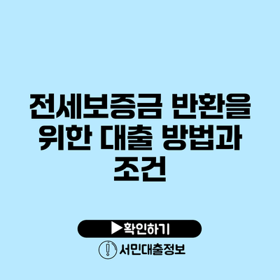 전세보증금 반환을 위한 대출 방법과 조건
