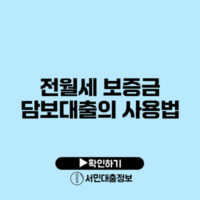 전월세 보증금 담보대출의 사용법