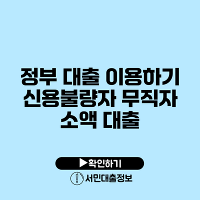 정부 대출 이용하기: 신용불량자 무직자 소액 대출