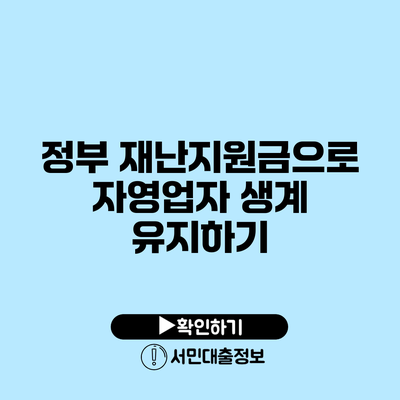 정부 재난지원금으로 자영업자 생계 유지하기