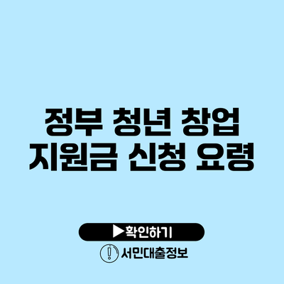 정부 청년 창업 지원금 신청 요령