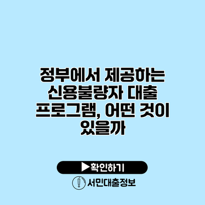 정부에서 제공하는 신용불량자 대출 프로그램, 어떤 것이 있을까?