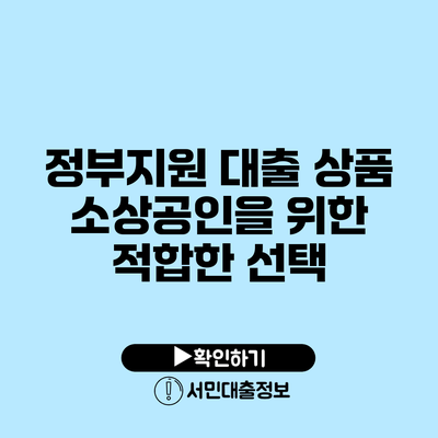 정부지원 대출 상품: 소상공인을 위한 적합한 선택