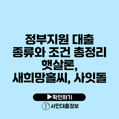정부지원 대출 종류와 조건 총정리: 햇살론, 새희망홀씨, 사잇돌
