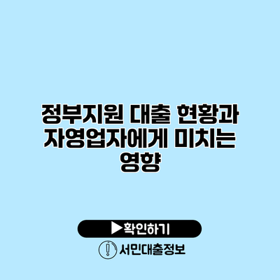 정부지원 대출 현황과 자영업자에게 미치는 영향