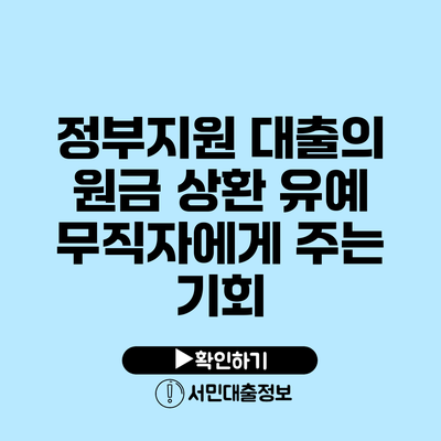 정부지원 대출의 원금 상환 유예: 무직자에게 주는 기회