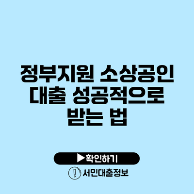 정부지원 소상공인 대출 성공적으로 받는 법