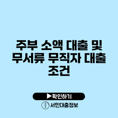 주부 소액 대출 및 무서류 무직자 대출 조건