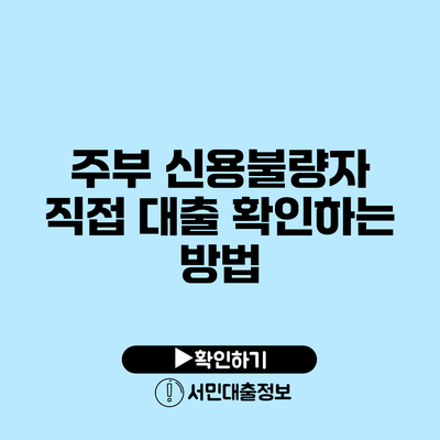 주부 신용불량자 직접 대출 확인하는 방법