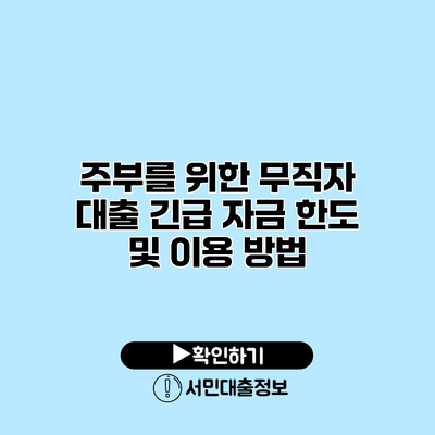 주부를 위한 무직자 대출: 긴급 자금 한도 및 이용 방법