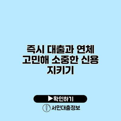 즉시 대출과 연체 고민해 소중한 신용 지키기