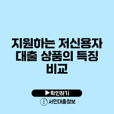 지원하는 저신용자 대출 상품의 특징 비교