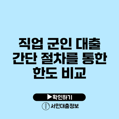 직업 군인 대출 간단 절차를 통한 한도 비교