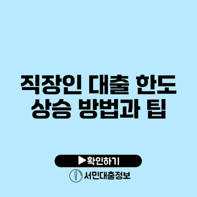 직장인 대출 한도 상승 방법과 팁