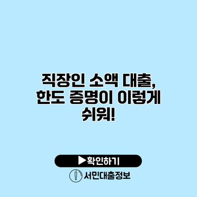 직장인 소액 대출, 한도 증명이 이렇게 쉬워!