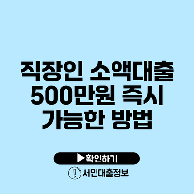 직장인 소액대출 500만원 즉시 가능한 방법