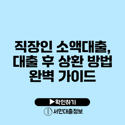 직장인 소액대출, 대출 후 상환 방법 완벽 가이드
