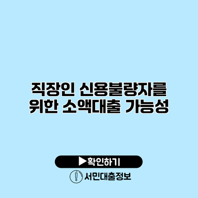 직장인 신용불량자를 위한 소액대출 가능성