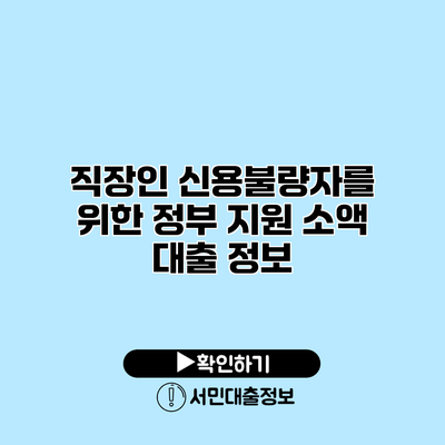 직장인 신용불량자를 위한 정부 지원 소액 대출 정보