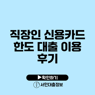 직장인 신용카드 한도 대출 이용 후기