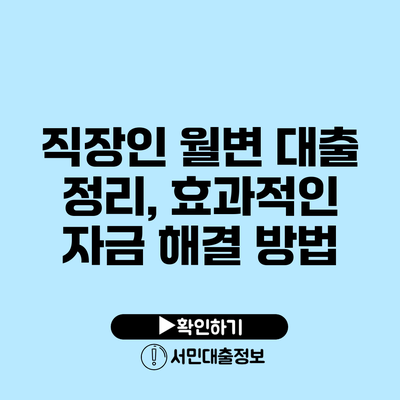 직장인 월변 대출 정리, 효과적인 자금 해결 방법