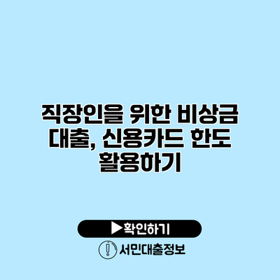 직장인을 위한 비상금 대출, 신용카드 한도 활용하기
